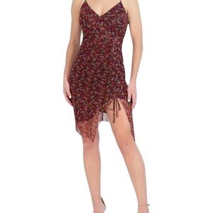 NWT BDBGeneration multi color Floral V-Neck floral sheer Dress lined size 8